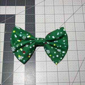 Festive Green Snowflake Hair Bow for Kids